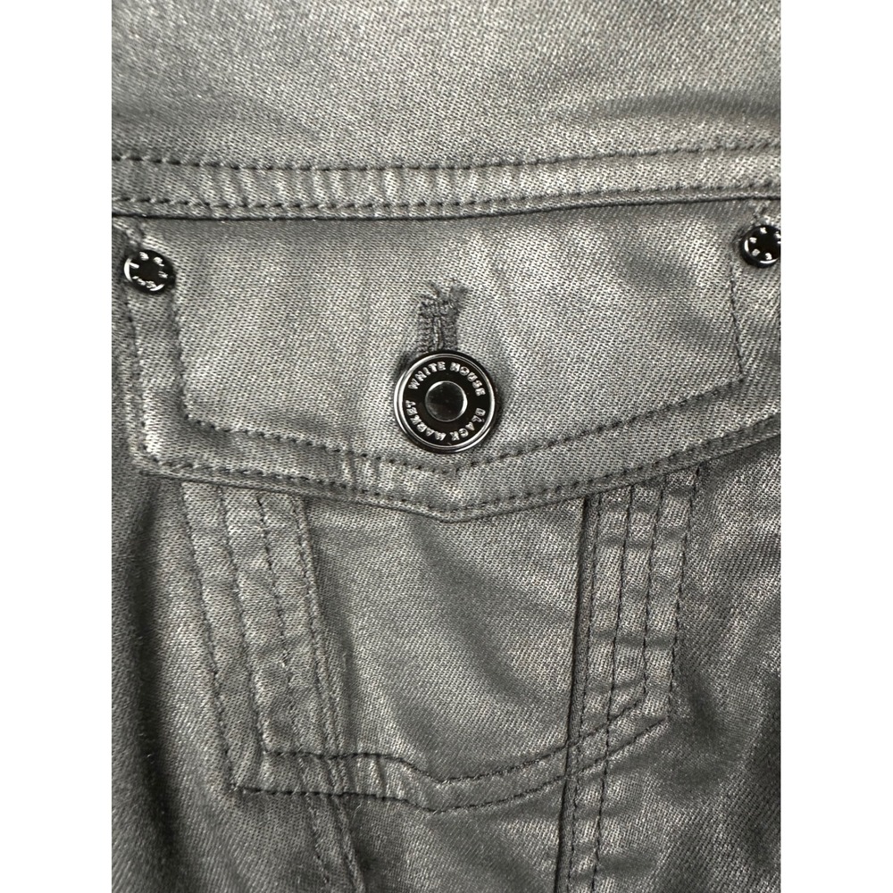 White House Black Market Womens Coated Metallic Denim Jacket Black Size 6 - Picture 7 of 11